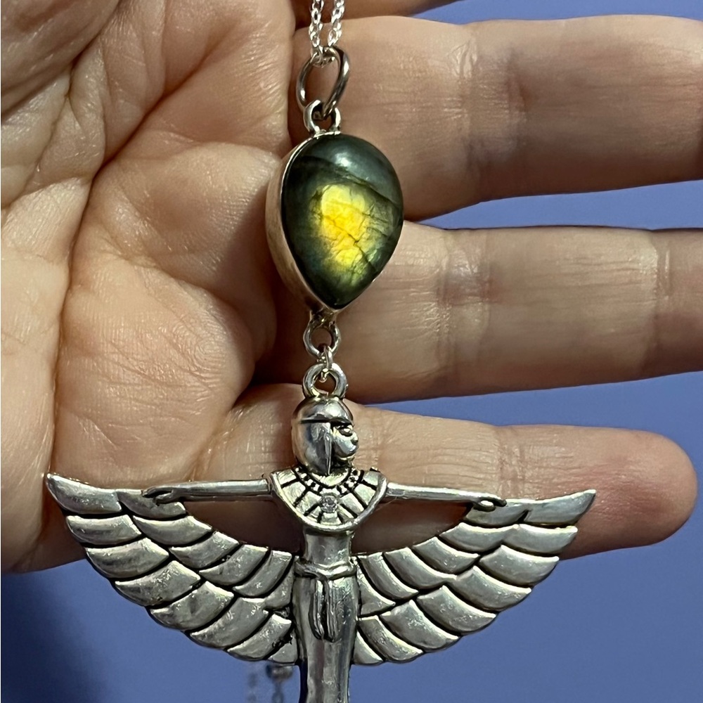 COPY - Egyptian goddess isis necklace, gothic winged goddess jewelry gift